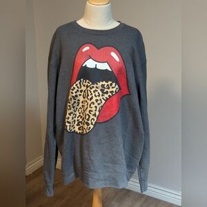 Rolling Stones red lipstick mouth sweatshirt size XL
